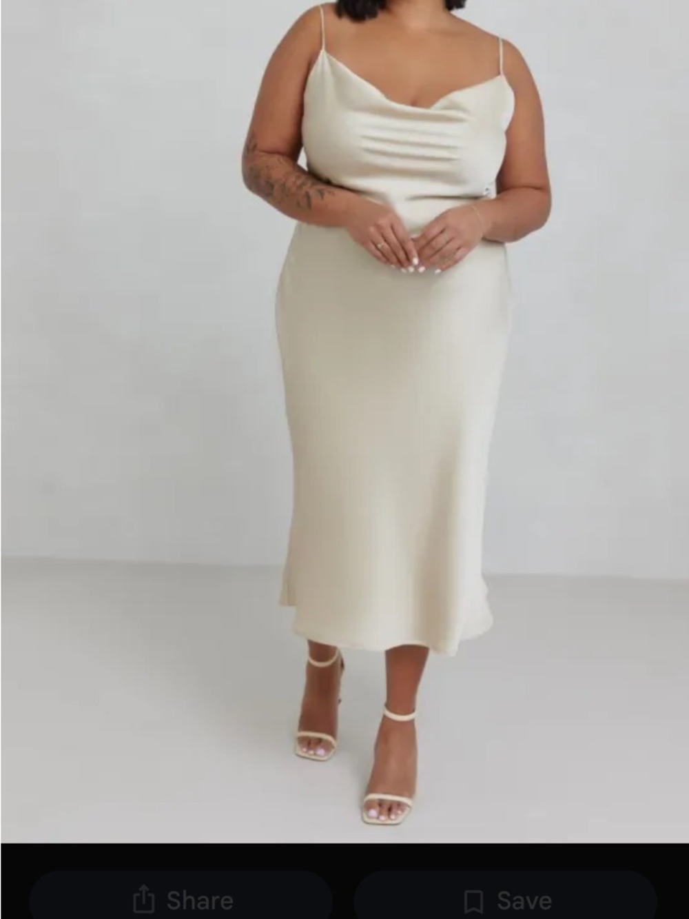 Park & Fifth Cream Satin Slip Midi Skirt